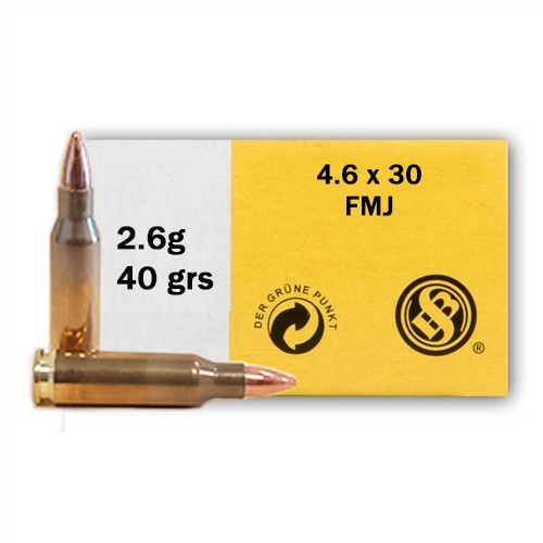 Sellier & Bellot 4.6x30mm Ammo 40 Grain Full Metal Jacket