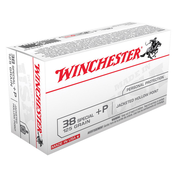 Winchester .38 Special +P 125-Grain JHP Ammo - Box of 50 Rounds