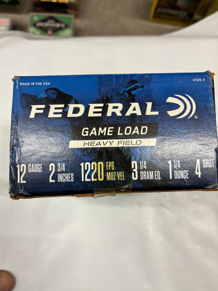 Federal Game Load Heavy Field 12 Gauge 2-3/4" 1-1/4 oz #4 Shot – H125 4 (25 Rounds)