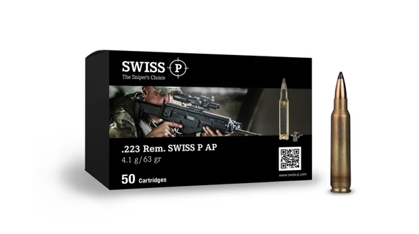 Swiss P .223 Armor Piercing Ammo 63 Grain Tungsten Carbide Core