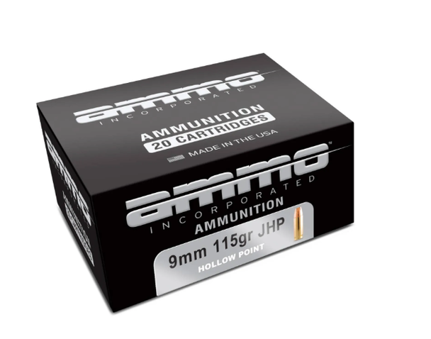 Ammo Inc 9mm 115-Grain Ammo Jacketed Hollow Point - Box of 50 Rounds