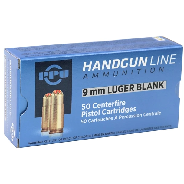 Prvi Partizan PPU 9mm Luger Blank Ammunition in Brass Case - 50 Round Box