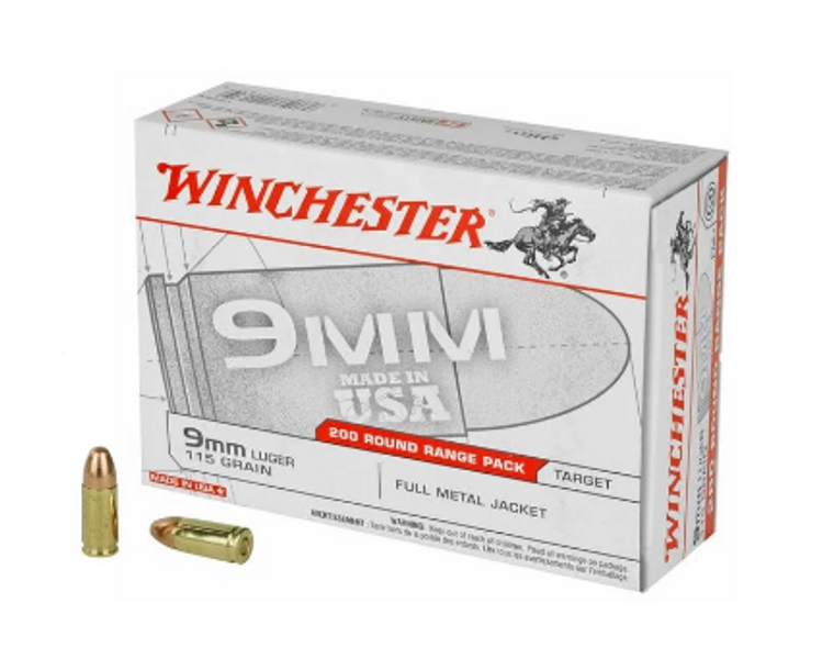Winchester 9mm Luger Ammo 115 Grain Full Metal Jacket