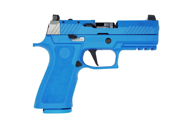 SIG P320 9mm Semi-Auto NLTA Blue Pistol | UTM MMR Marking Cartridge SIG P320 9mm Semi-Auto NLTA Blue Pistol | UTM MMR Marking Cartridge