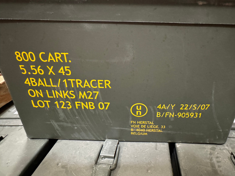 FN Herstal 5.56mm SS109 + L110 4Ball/1Tracer Linked Ammo - 800-Round Can