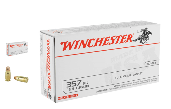 Winchester .357 Sig 125-Grain FMJ Ammo Box of 50 Rounds