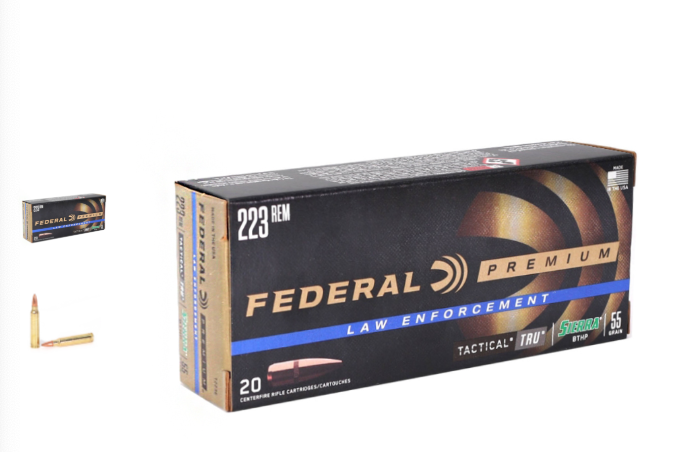 Federal Tactical Tru .223 Ammo 55-Grain Sierra GameKing Hollow Point Boat Tail - Box of 20 Rounds