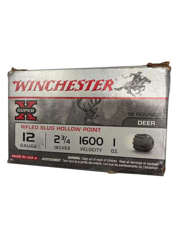 Winchester Super-X 12 Gauge 2-3/4″ Rifled Slug Hollow Point – X12RS15VP (15 Rounds)