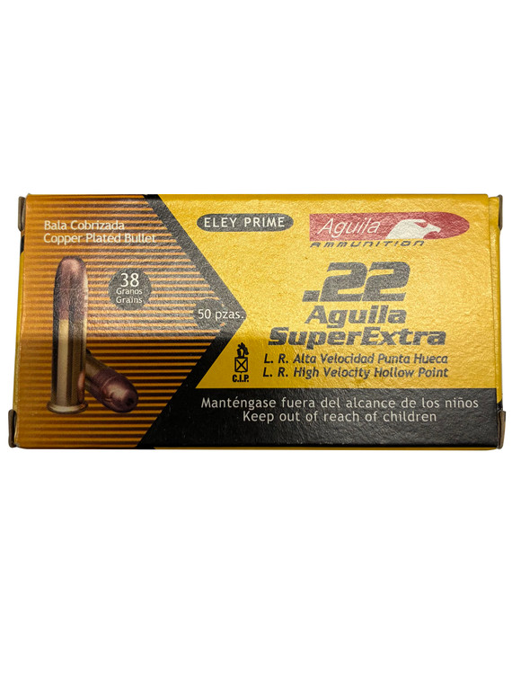 Aguila Super Extra .22 LR High Velocity 38 Grain Copper-Plated HP – 50 Rounds
