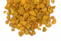 Turmeric is a spice closely related to ginger. Similarly to ginger, the root is thick and pronged, though the inner flesh has a distinctive orangey-yellow color compared to ginger's yellowish-white. Turmeric is popular in both Asian and African cuisine, where it is used in curries, rice dishes, and baked goods, as well as juices, cakes, yogurts, dairy products, and drinks. Turmeric has a pungent, earthy-sweet taste with a slightly peppery finish.