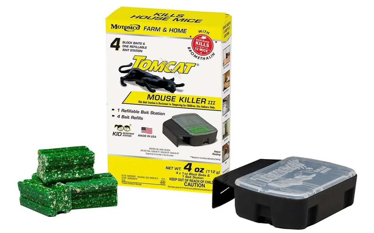 Tomcat Mouse Killer I Tier 1 Refillable Mouse Bait Station, 1 Station with  4 Baits (Box)