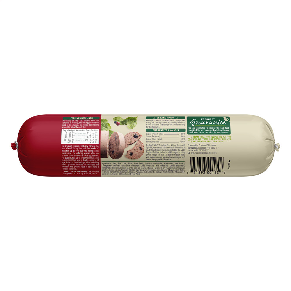 Freshpet Vital Balanced Nutrition GrainFree Beef & Bison Recipe Dog