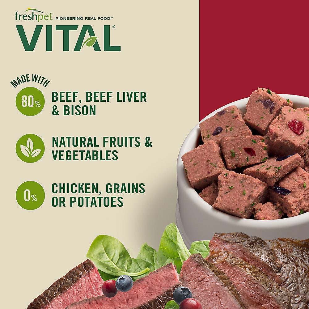 Freshpet Vital Balanced Nutrition GrainFree Beef & Bison Recipe Dog Food Roll, 1 lb