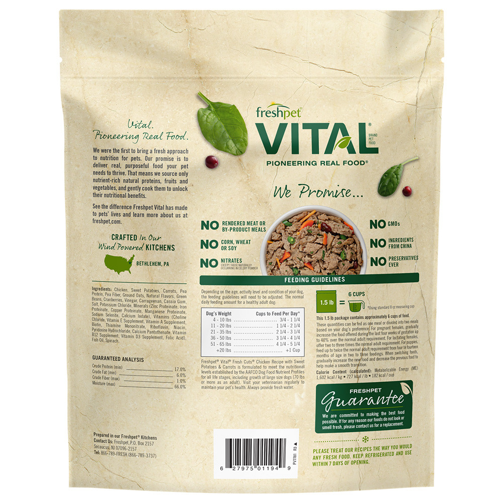 Freshpet Vital Fresh Cuts Chicken Recipe Dog Food, 1.5 lb