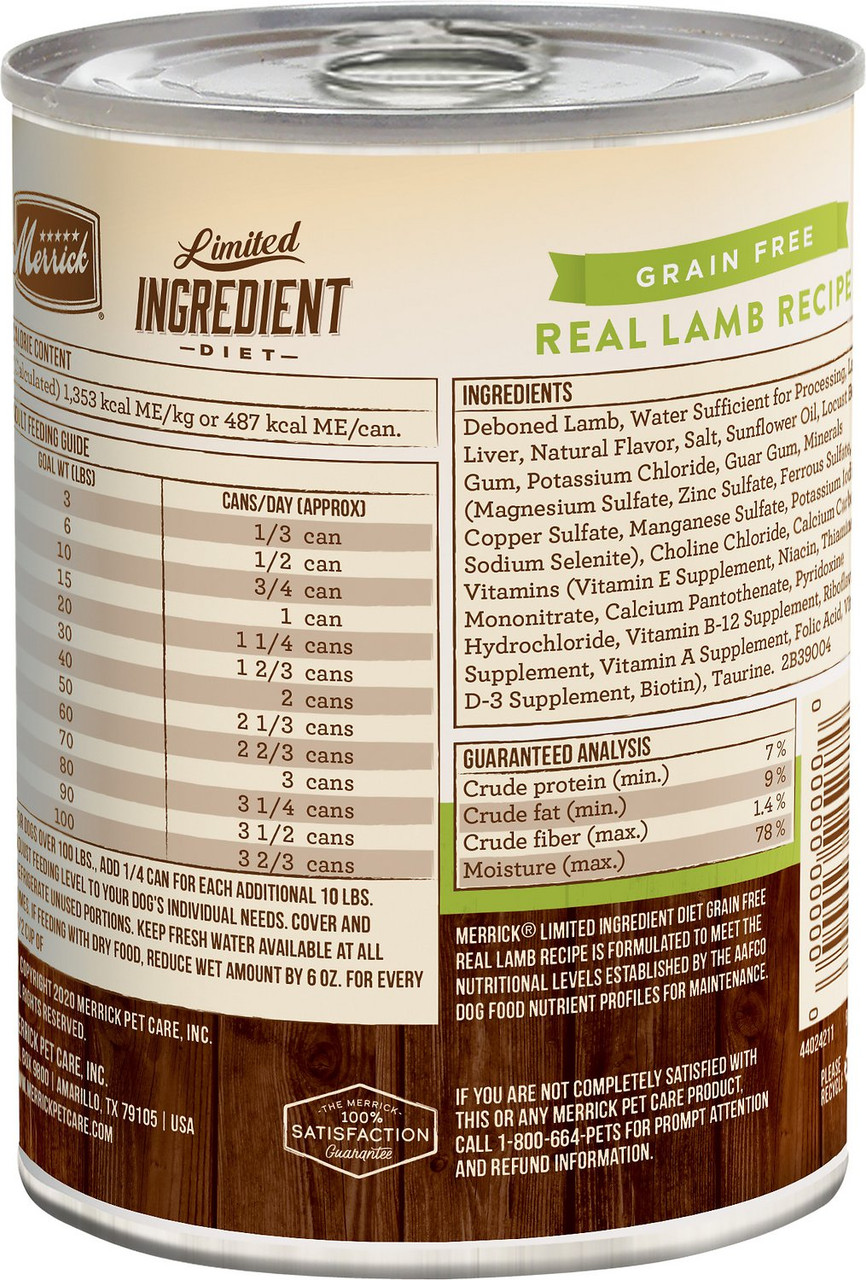 Merrick Limited Ingredient Diet Grain Free Real Lamb Recipe Wet Dog