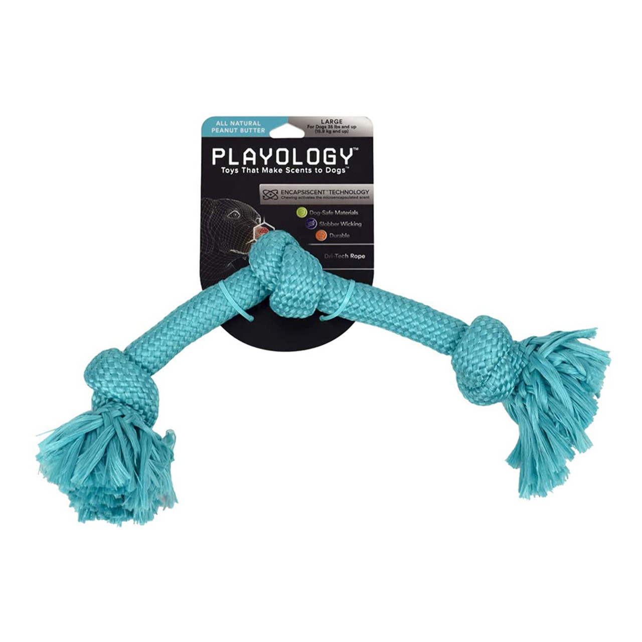 Playology Dri-Tech Peanut Butter Rope Dog Toy, Medium