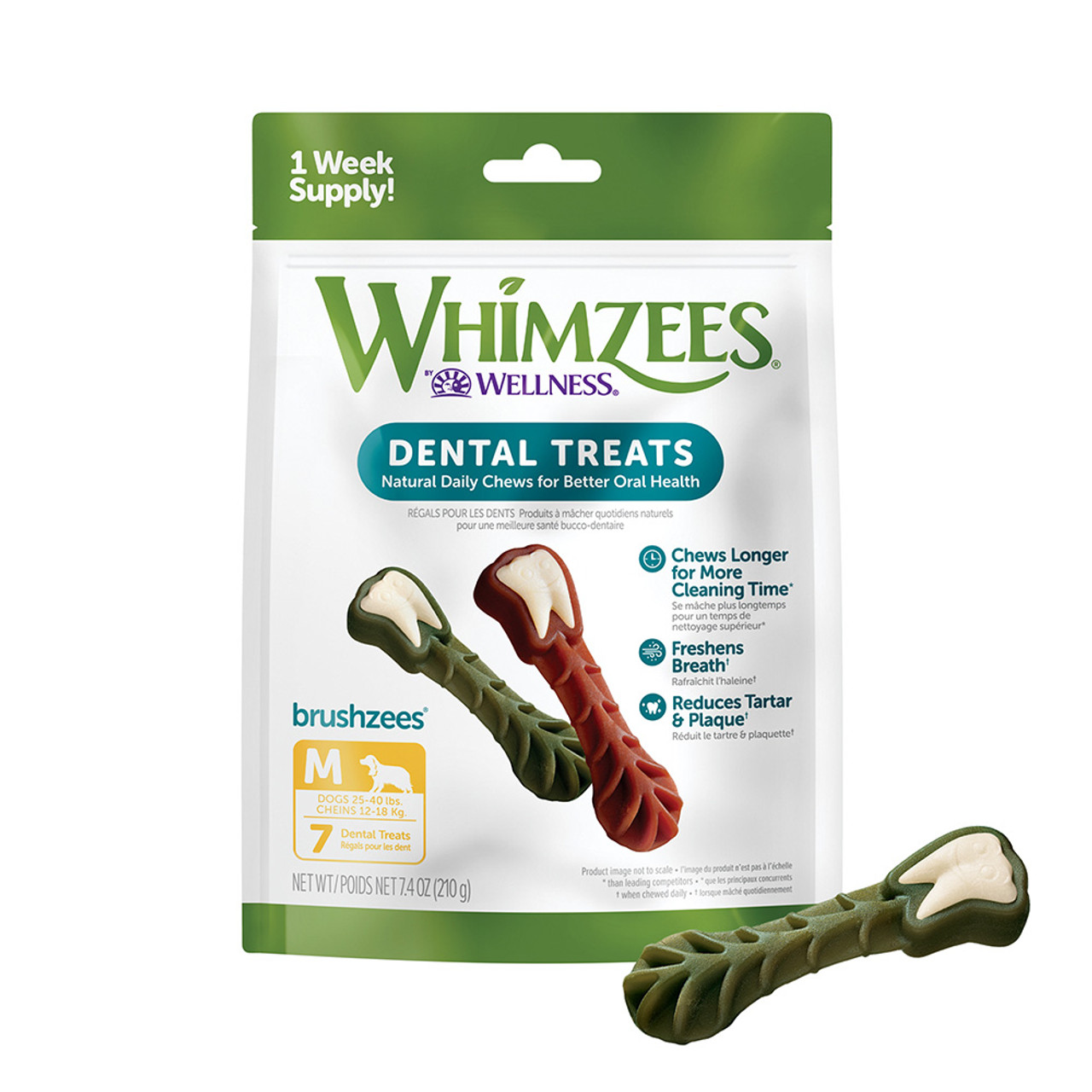 Whimzees Brushzees Dental Treats - Medium