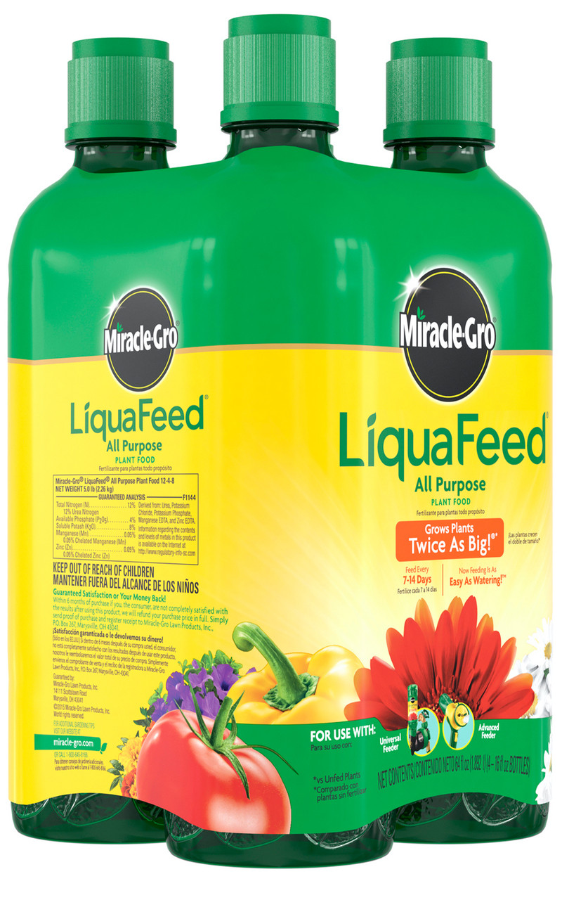 MiracleGro Liquafeed All Purpose Plant Food 16 oz Refill Bottles, 4 Pack