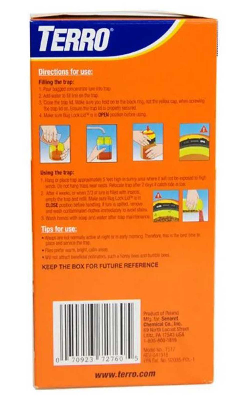 TERRO Outdoor Wasp and Fly Plus Fruit Fly Trap Refill Bait