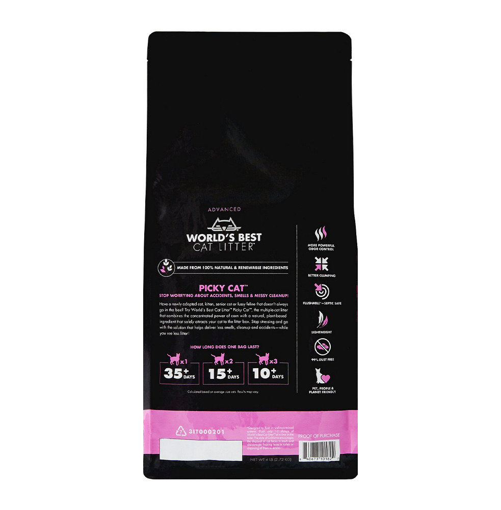 World's Best Picky Cat Unscented Clumping Corn Cat Litter, 6 lb