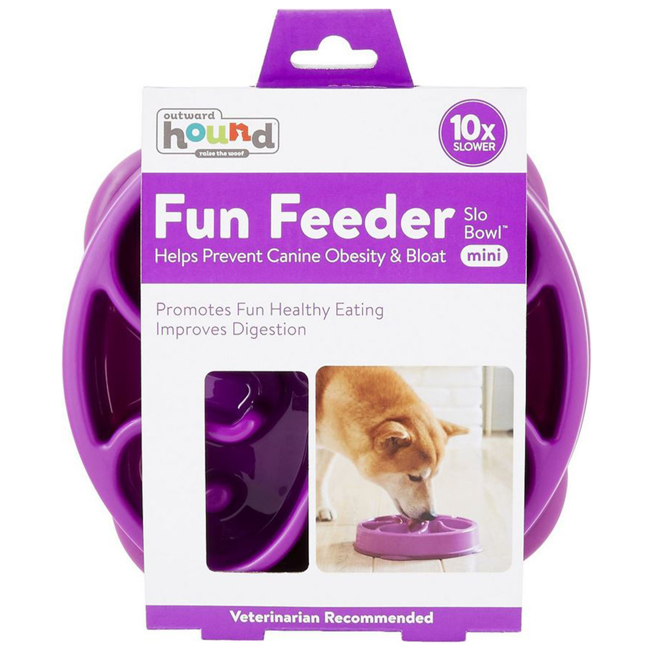 Outward Hound Fun Feeder Bowl Purple Mini