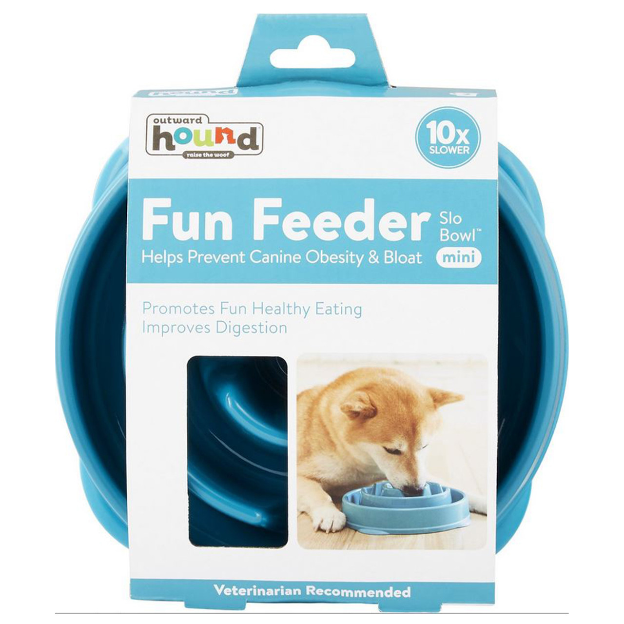 Outward Hound Mini Fun Feeder Interactive Dog Bowl, Teal