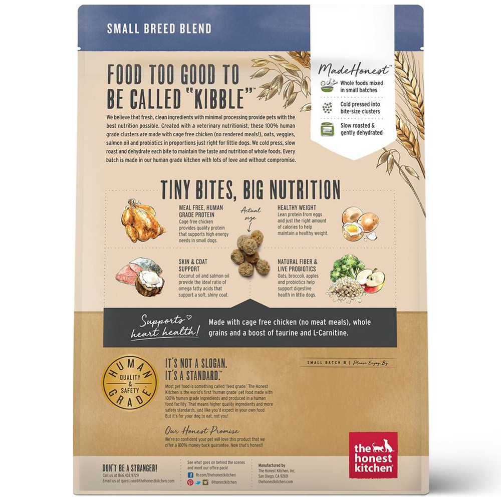Honest Kitchen Whole Food Clusters Small Breed Whole Grain Chicken Dry Dog Food, 4 lb