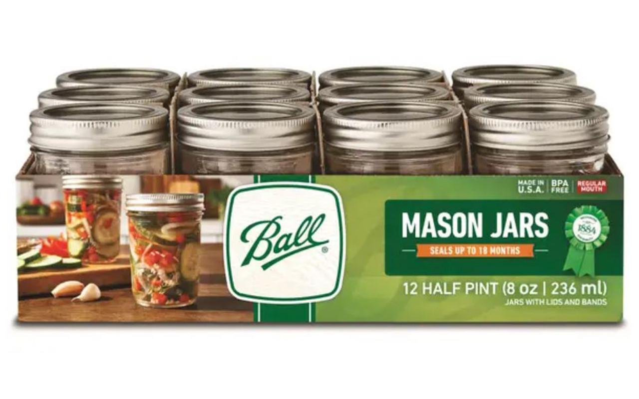 Ball Regular Mouth Mason Jars with Lids and Bands, 16-Ounces (8-Pack)