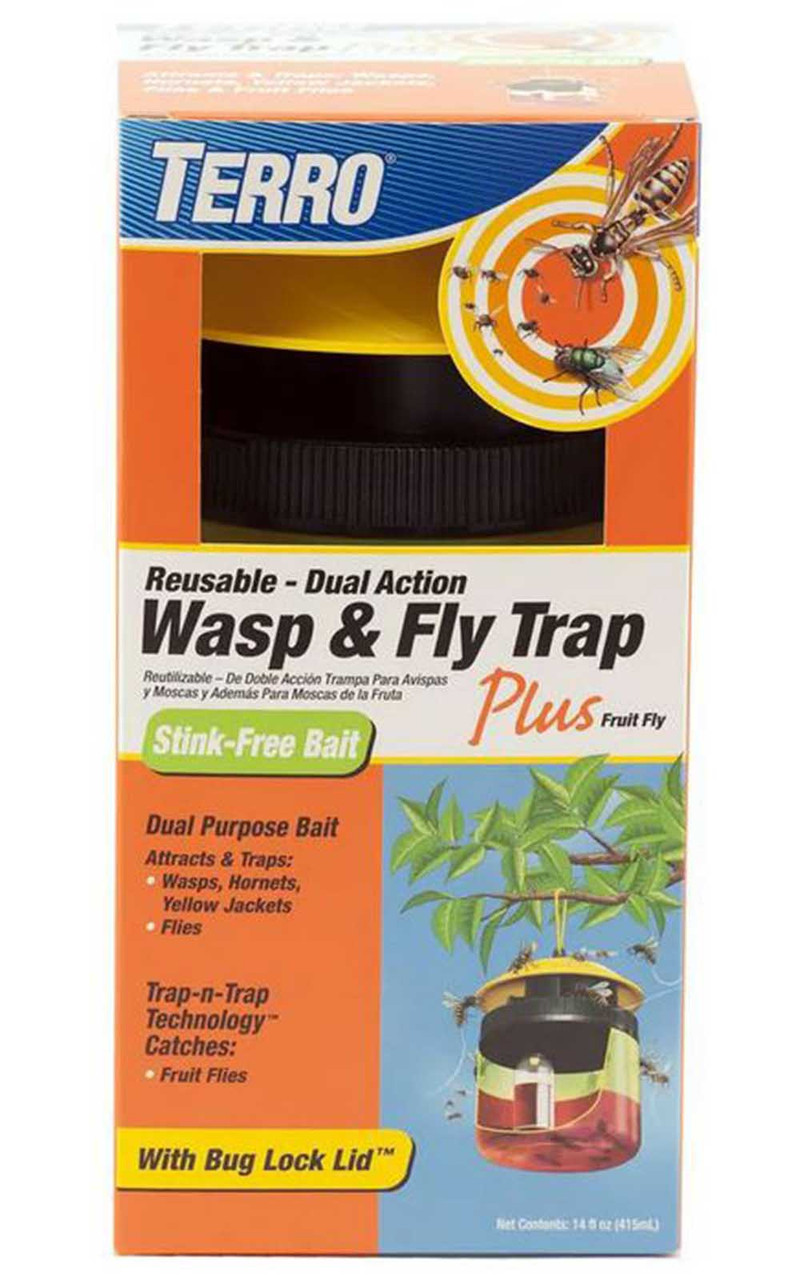 TERRO Outdoor Reusable Wasp and Fly Plus Fruit Fly Trap