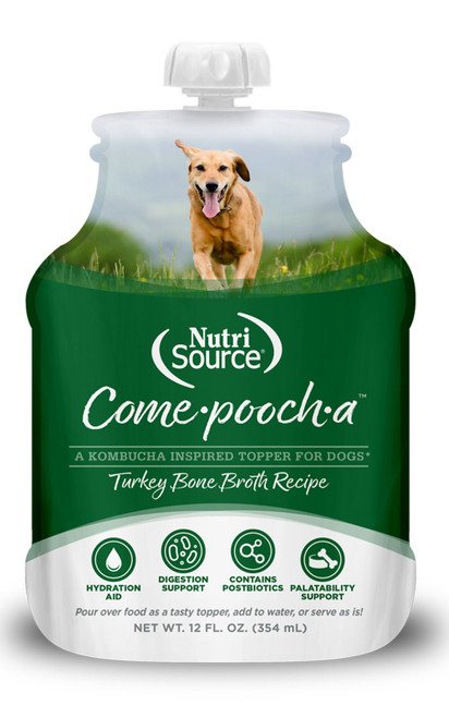 NutriSource Come-pooch-a Turkey Bone Broth for Dogs, 12 oz
