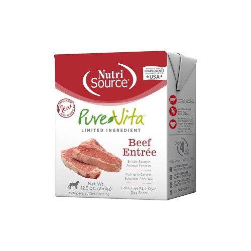NutriSource PureVita Limited Ingredient Grain-Free Beef Entree Wet Dog Food, 12.5 oz