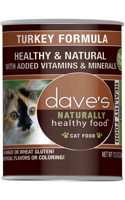 Dave’s Naturally Healthy Grain-Free Turkey Formula Canned Cat Food, 12.5 oz