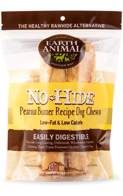 Earth Animal No-Hide Medium Peanut Butter Chew, 2 Pack