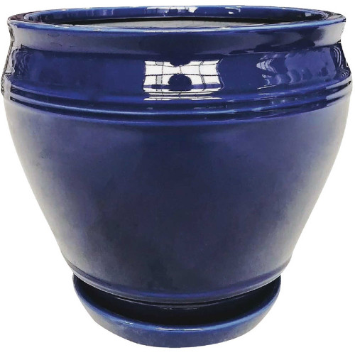 Southern Patio Collins Cobalt Blue Ceramic Planter, 12 in