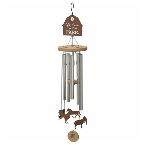 Panacea Farm Animal Wind Chime with Rust Accents, 35"