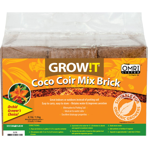 GROW!T Coco Coir Mix Compressed Brick, 3 pk