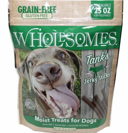 Wholesomes  Tank's Grain Free Beef Jerky Sticks, 25 oz