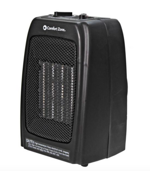Comfort Zone 1500 W Electric Ceramic Space Heater with Thermostat and Fan
