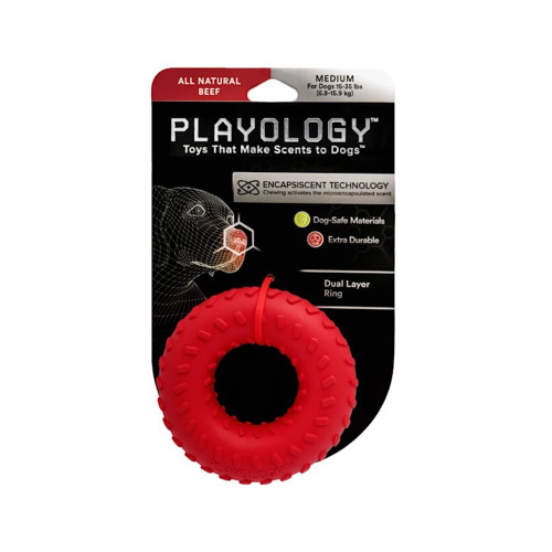 Playology All-Natural Beef Scented Dual Layer Ring Medium Dog Toy