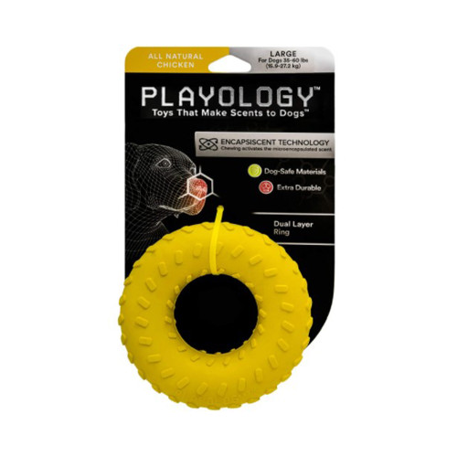 Playology All-Natural Chicken Scented Dual Layer Ring Large Dog Toy