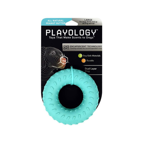 Playology All-Natural Peanut Butter Scented Dual Layer Ring Large Dog Toy