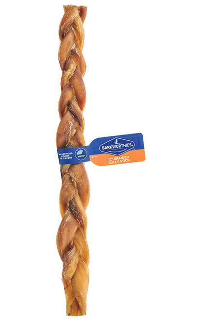 Barkworthies 12" Braided Bully Stick for Dogs