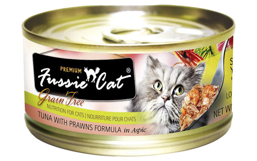 Fussie Cat Premium Grain Free Tuna with Prawns Canned Cat Food, 2.8 oz