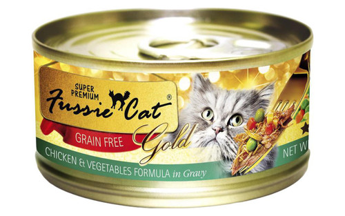 Fussie Cat Super Premium Grain Free Chicken with Chicken & Vegetables Formula in Gravy Canned Cat Food, 2.8 oz