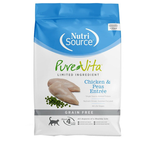NutriSource PureVita Chicken & Peas Entrée Limited Ingredient Grain-Free Dry Cat Food, 2.2 lb