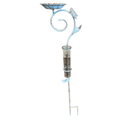 Bird Feeder Rain Gauge Butterfly Outdoor Garden Stake, 36"