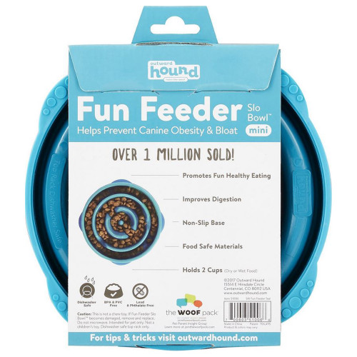 Outward Hound Fun Feeder Dog Bowl, Teal