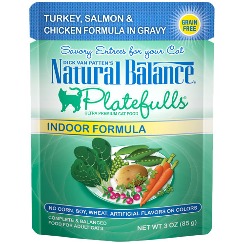 Natural Balance Original Ultra Platefulls Turkey, Salmon & Chicken Recipe Morsels in Gravy Cat Food, 3 oz