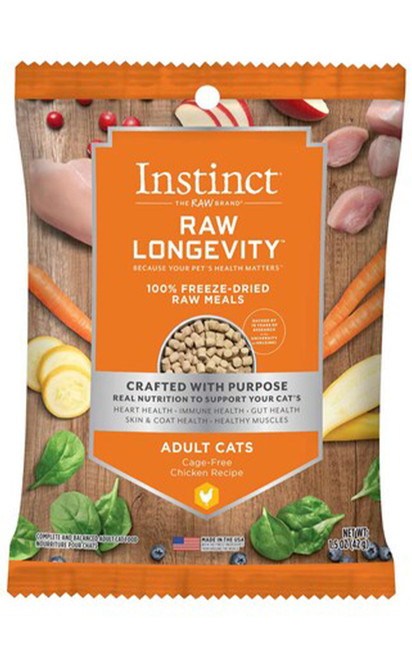 Instinct Raw Longevity 100% Freeze Dried Grain-Free Cage-Free Chicken Cat Food, 1.5 oz
