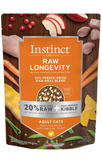 Instinct Raw Longevity 20% Freeze Dried Grain-Free Cage-Free Chicken Cat Food, 1.5 lb